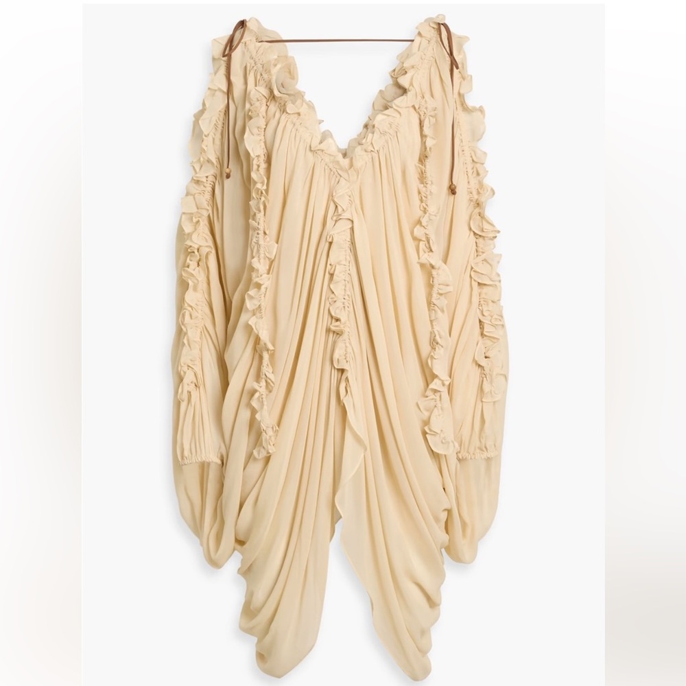 NWT Zimmerman Cold-shoulder ruffled draped chiffon blouse size 3